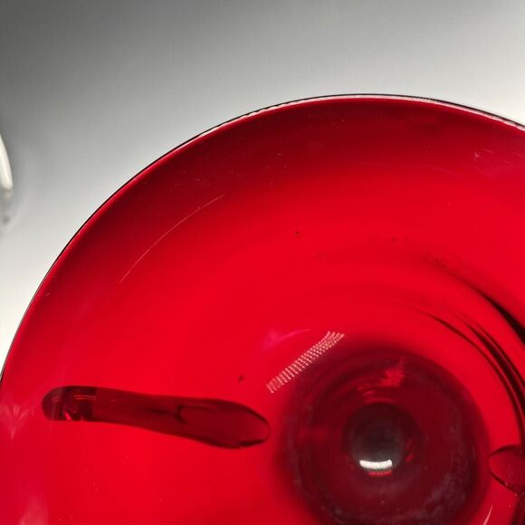 Vintage Glass Red Ruby Trophy Pedestal Vase Handled‎ MCM - Picture 10 of 16